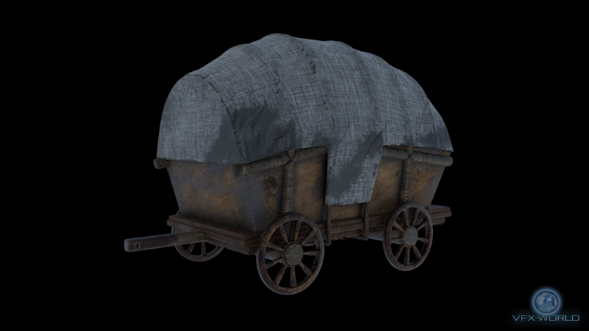 Medieval Horse-drawn wagon 3D Model